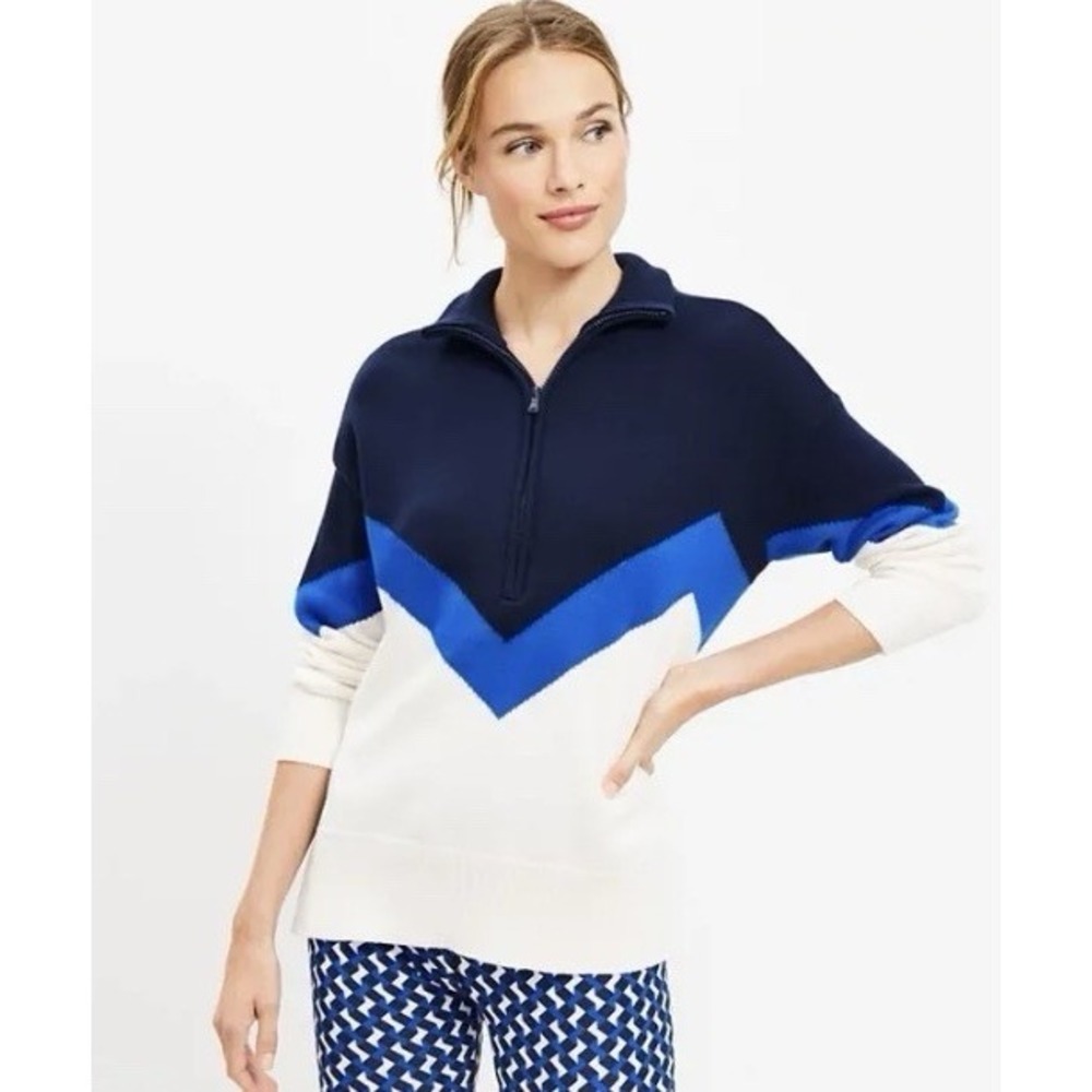 Lou & Grey Zig Zag Half Zip Tunic Sweater - Size‎ Small